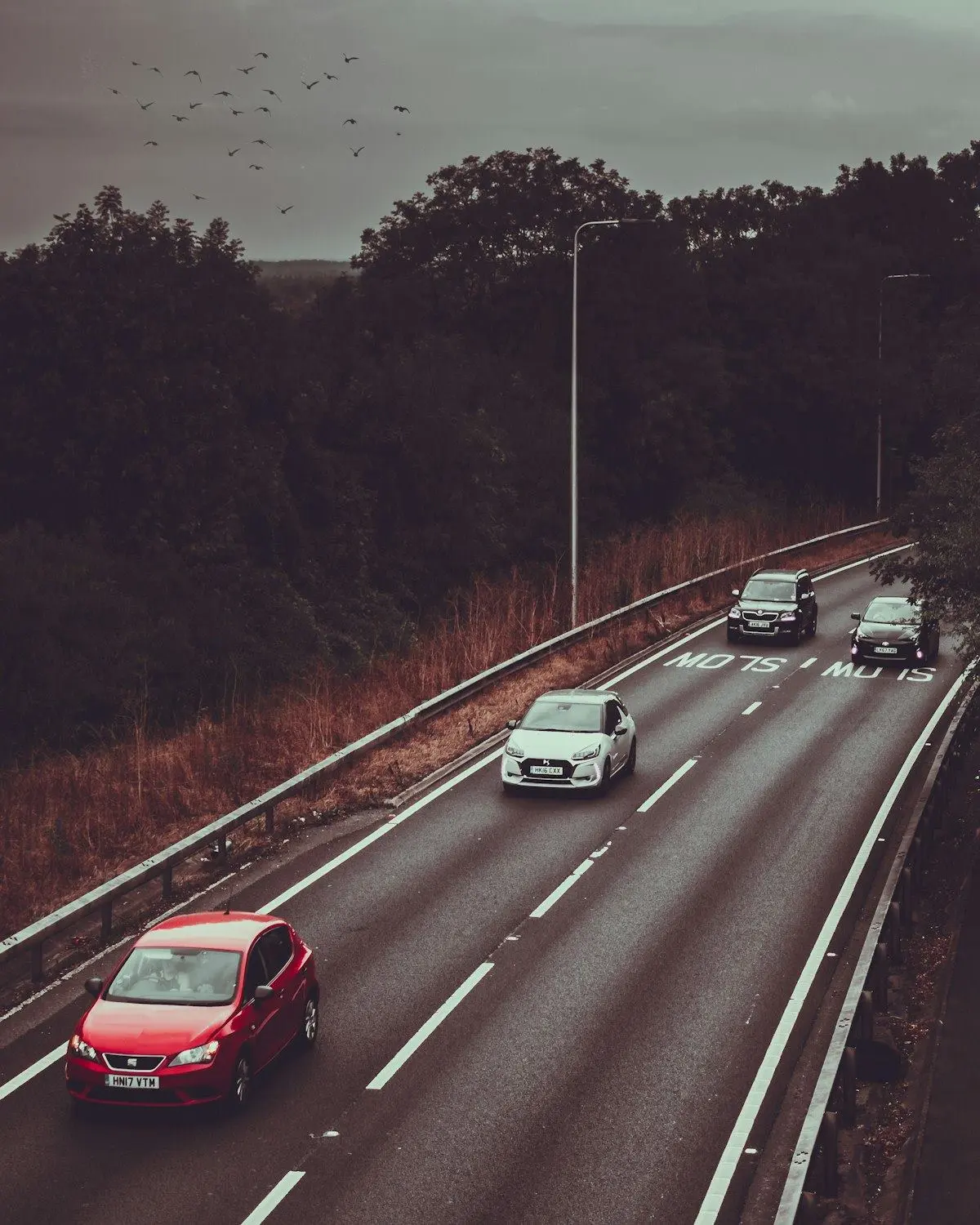 Carros em rodovia — carro próprio ou app de transporte
